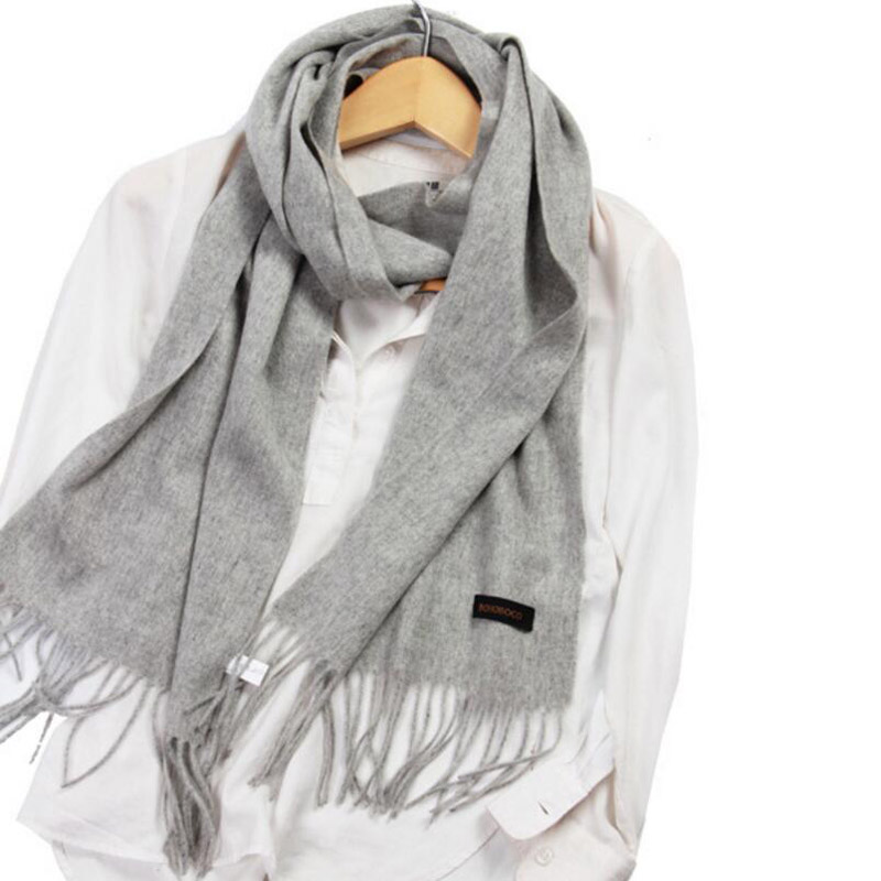 Pure Cashmere Scarves Gray Women Winter Scarf